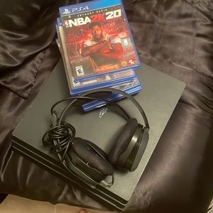 ps4 pro, games, and headset